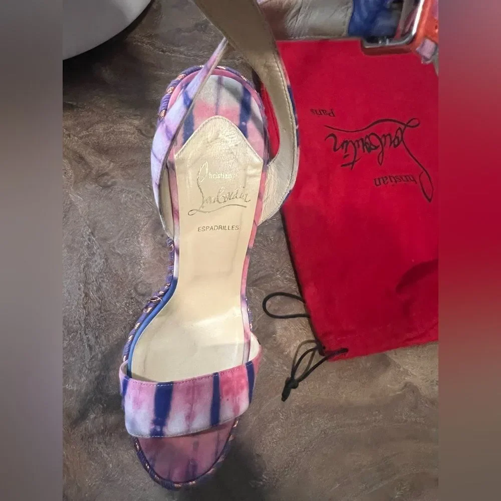 Christian Louboutin Cataclou Duplice Pink and Purple Wedges size 38
